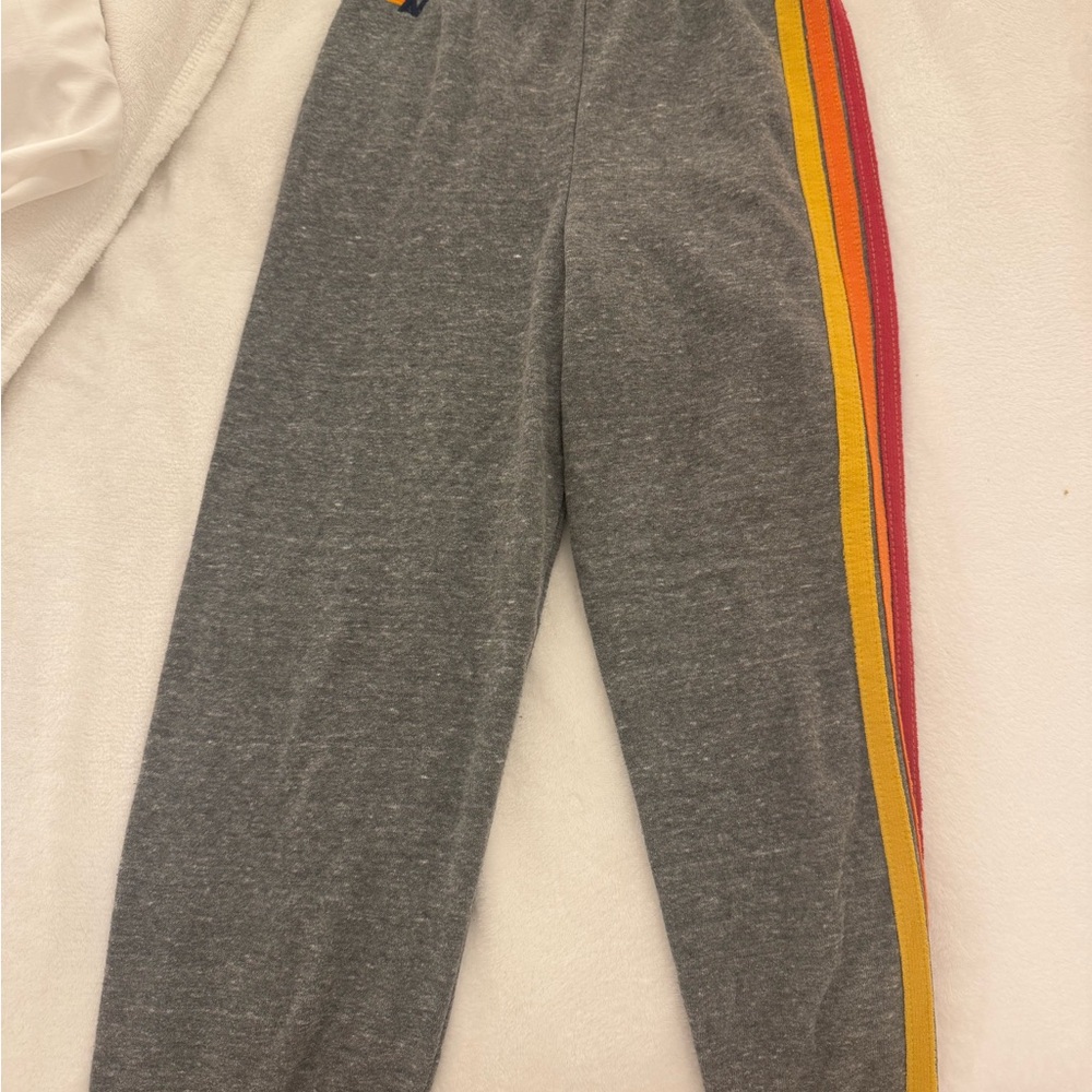 Aviator Nation Gray Sweatpants with Rainbow Stripes